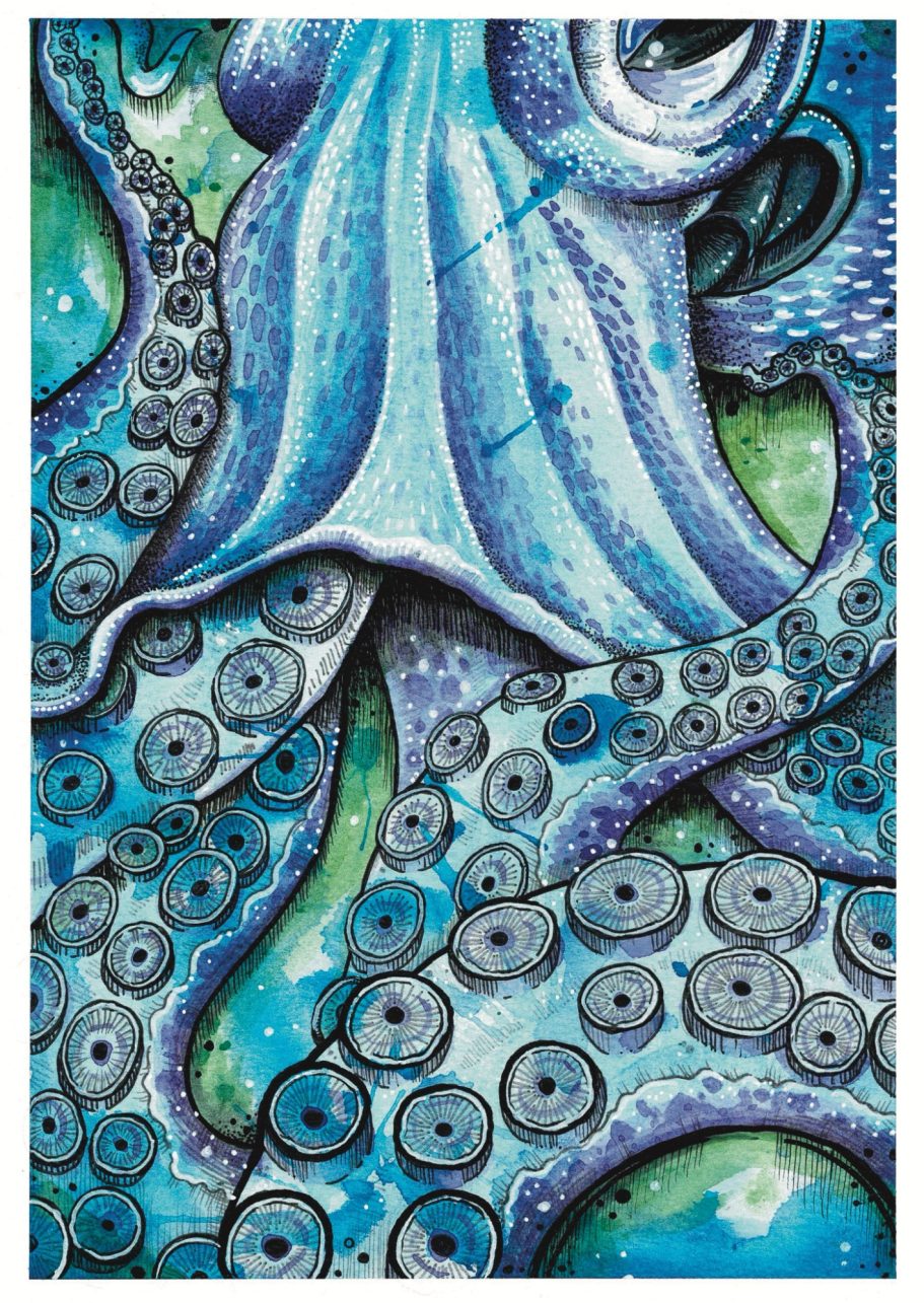 Octopus Tentacle Watercolour Print
