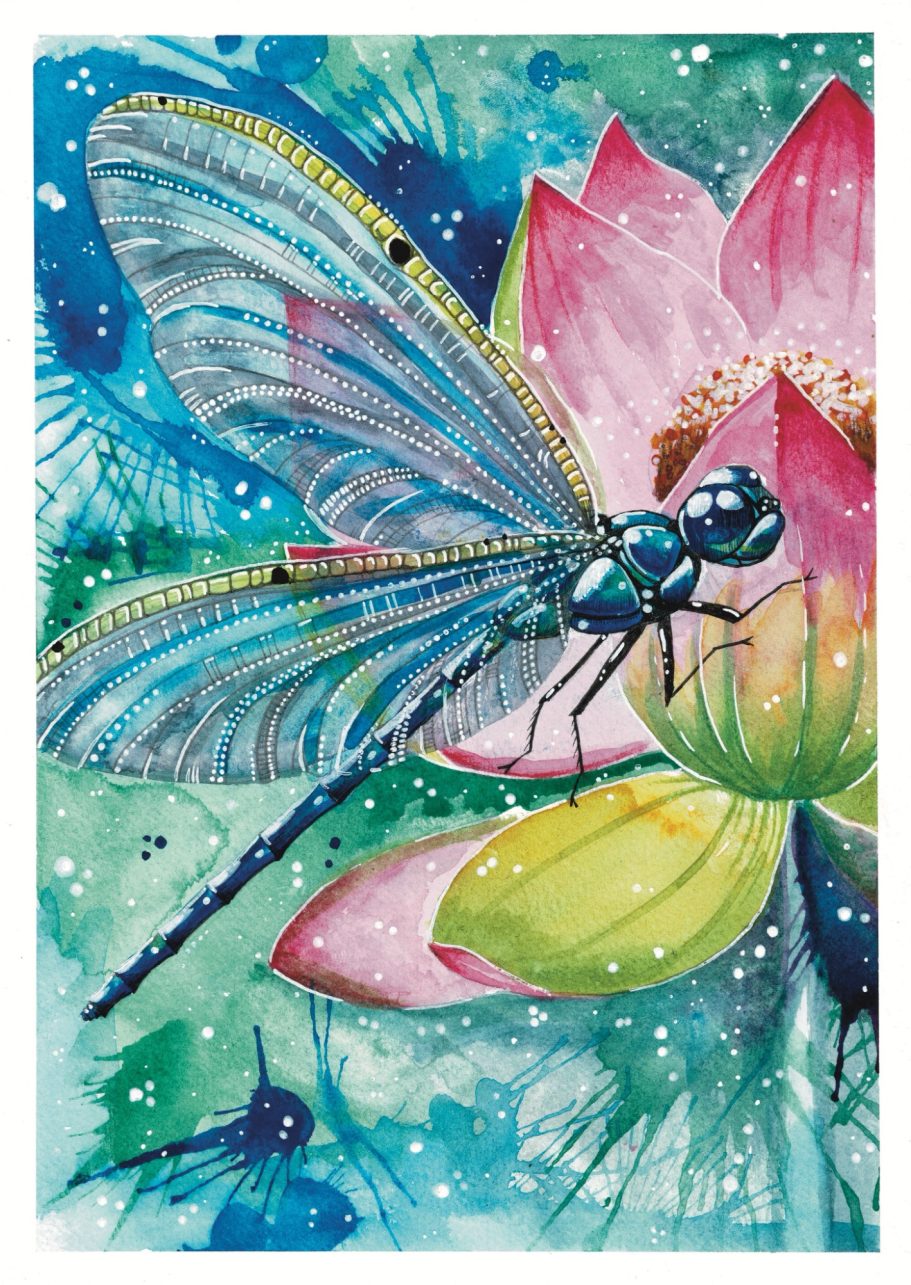 Dragonfly & Lotus Flower